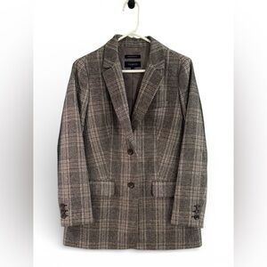 Talbots women’s LONG WOOL BLEND BLAZER - GLEN PLAID
